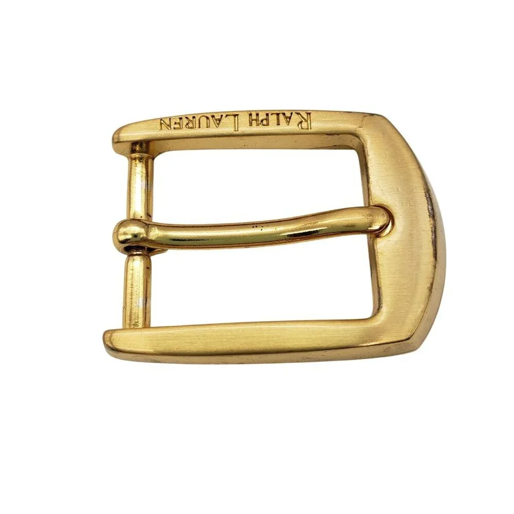 Vintage Ralph Lauren Logo Engraved Gold-Tone Belt Buckle Classic Preppy
